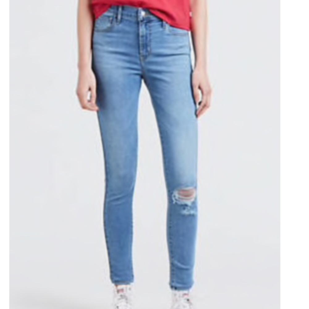 NWT LEVI'S® 720 High Rise Super Skinny Premium Denim Jeans 25x30 Destruction $98